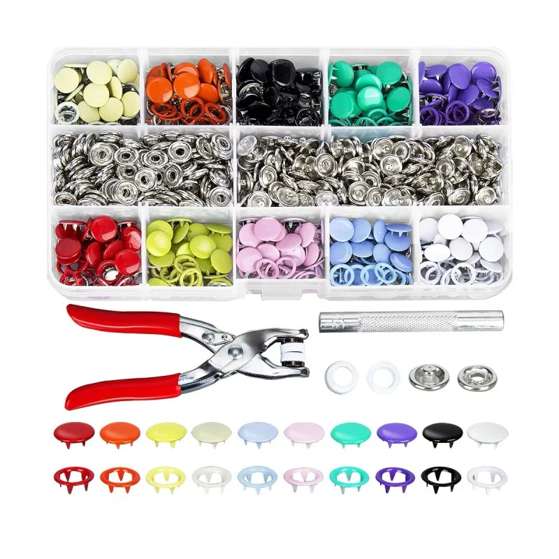 Tich Button Machine Plier with 25 Plastic Snap Buttons