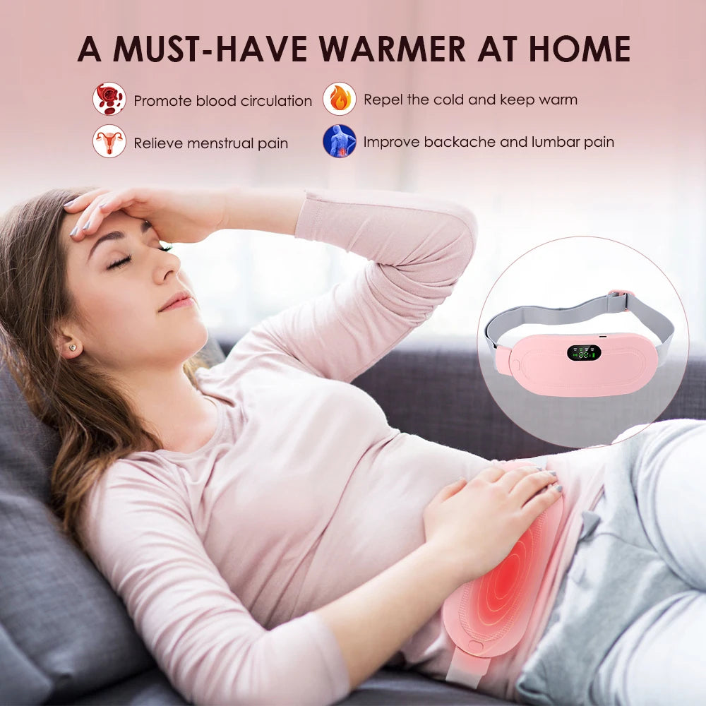 Digital Period Heating Pad & Vibrating Belt 4 Massage Modes