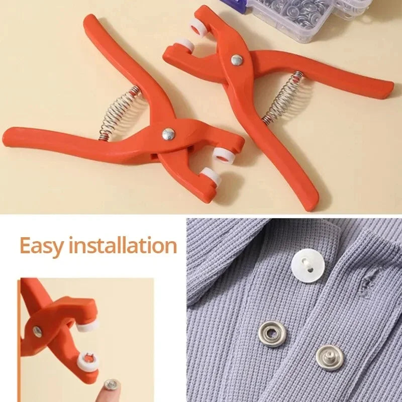 Tich Button Machine Plier with 25 Plastic Snap Buttons