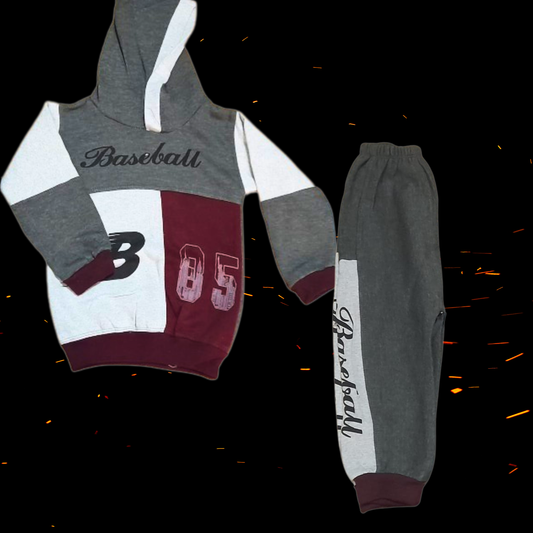 Boys Sportswear Set – Black Sweatshirt &White Jogger Trouser