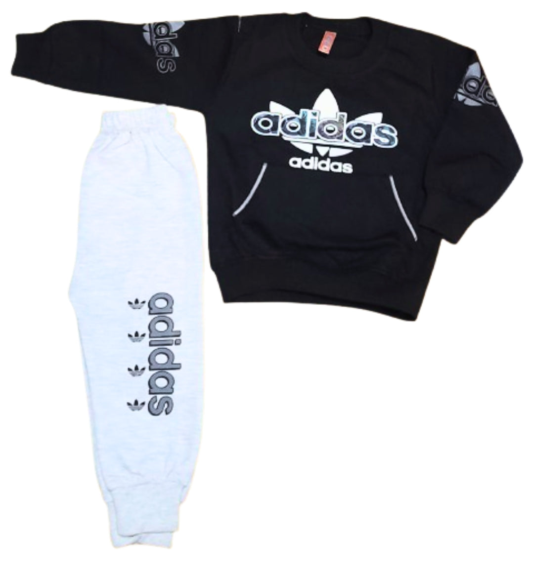 Boys Sportswear Set – Black Sweatshirt &White Jogger Trouser