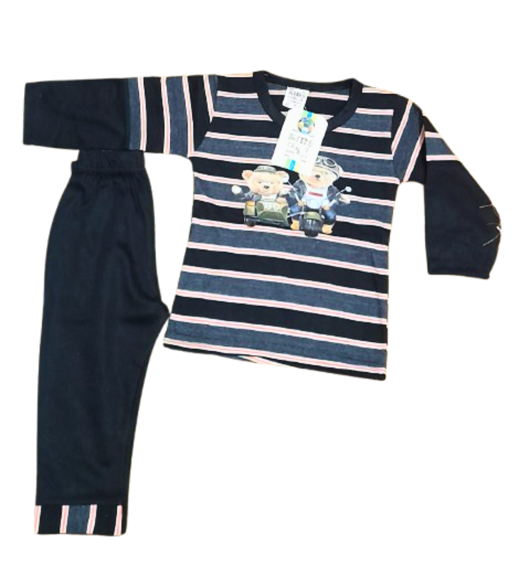 Boys Sportswear Set – Black Sweatshirt &White Jogger Trouser