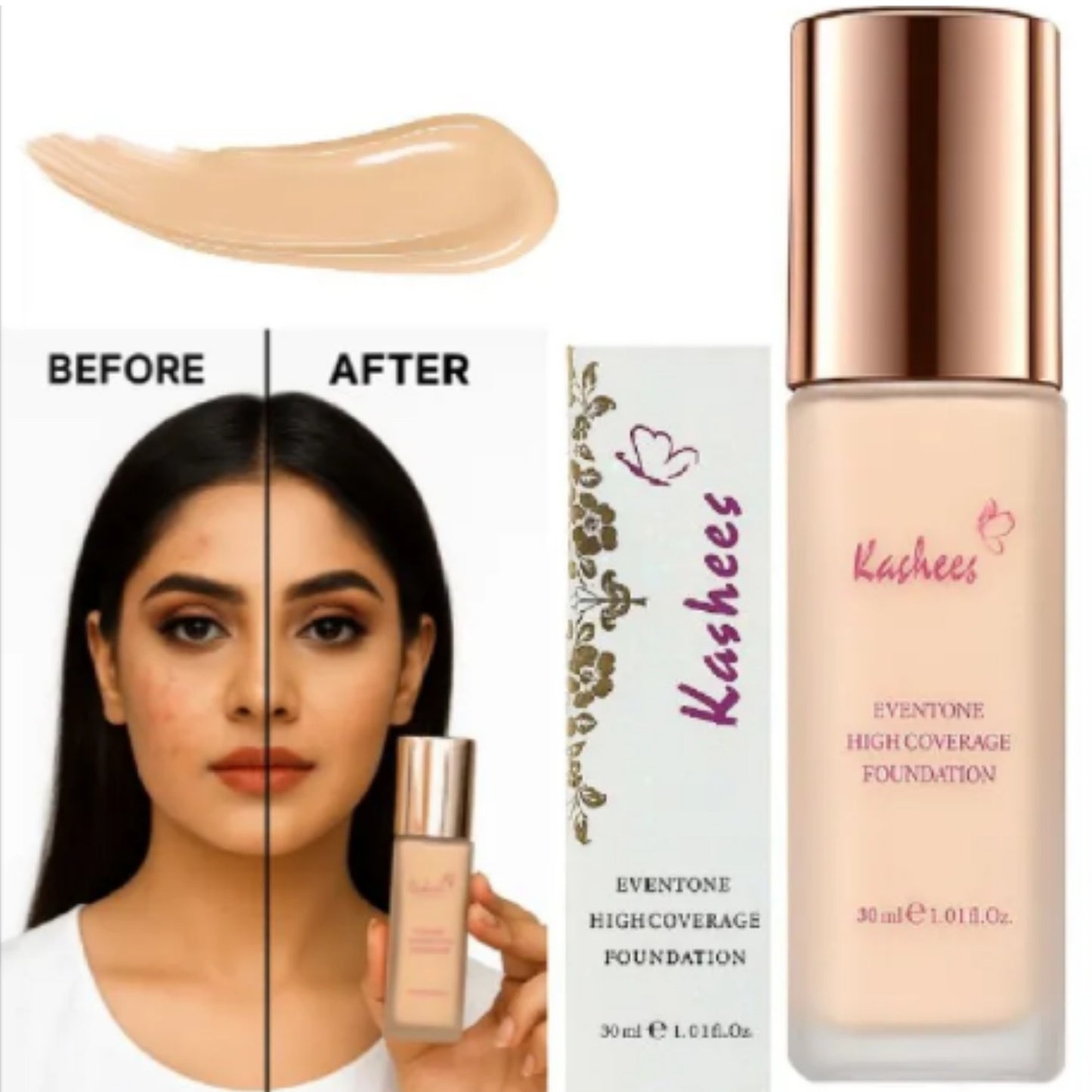 Waterproof Kashees Eventone Liquid Foundation 30ml