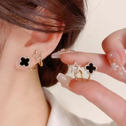 Simple Micro-Set Four Leaf Flower Earrings