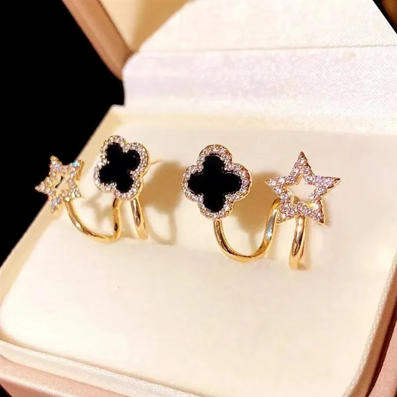 Simple Micro-Set Four Leaf Flower Earrings