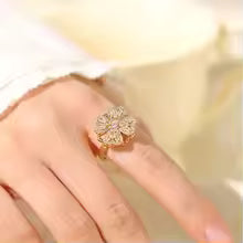 Temperament Four Leaf Flower Finger Ring